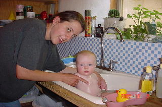 Zach in the kitchen sink